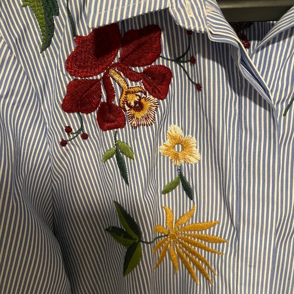 Zara Striped Embroidered Shirt - Picture 2 of 6